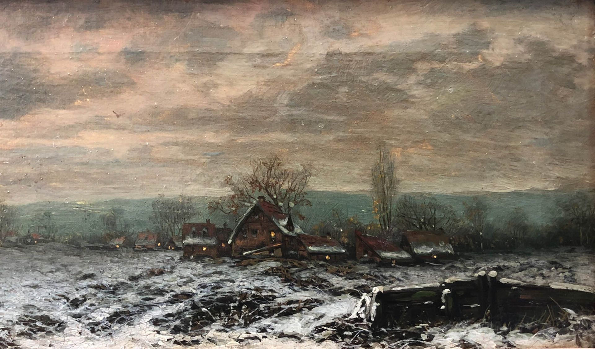 Joseph F. HEYDENDAHL (1844 - 1906). Heimkehr im Winter.21,5 cm x 80 cm. Gemälde. Öl auf Leinwand. - Image 7 of 11