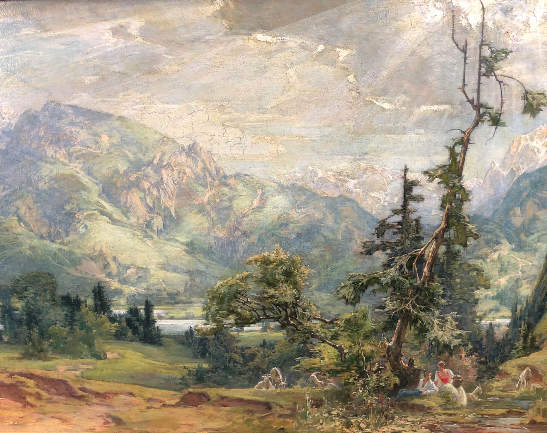 Gustav EYER (1887 - 1946). Liebespaar in den Alpen. 1934.70 cm x 100 cm. Gemälde. Öl auf Platte. - Image 4 of 10