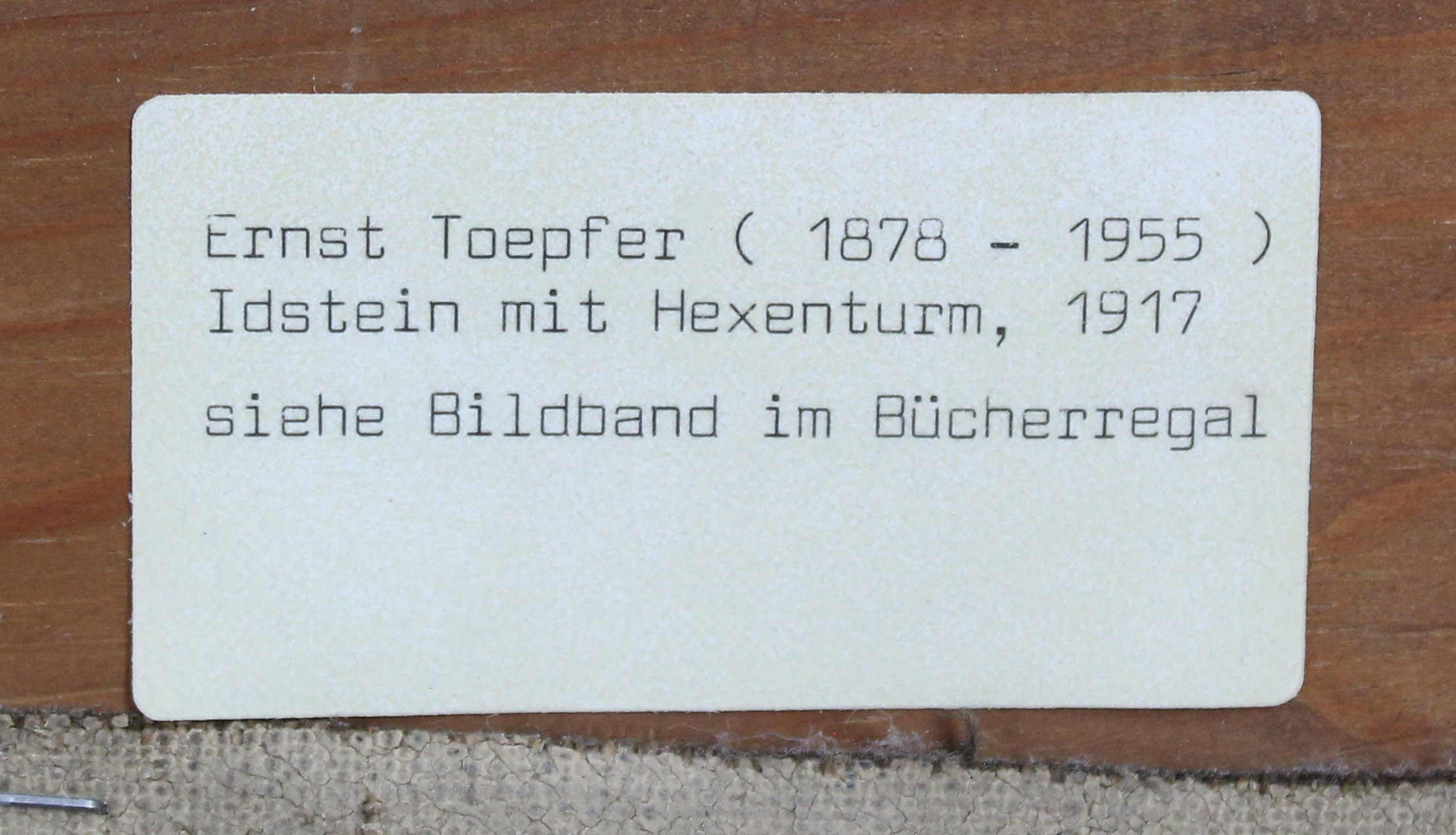 Ernst TOEPFER (1877 - 1955). "Idstein mit Hexenturm, 1917".100 cm x 102 cm. Gemälde. Öl auf - Image 7 of 7