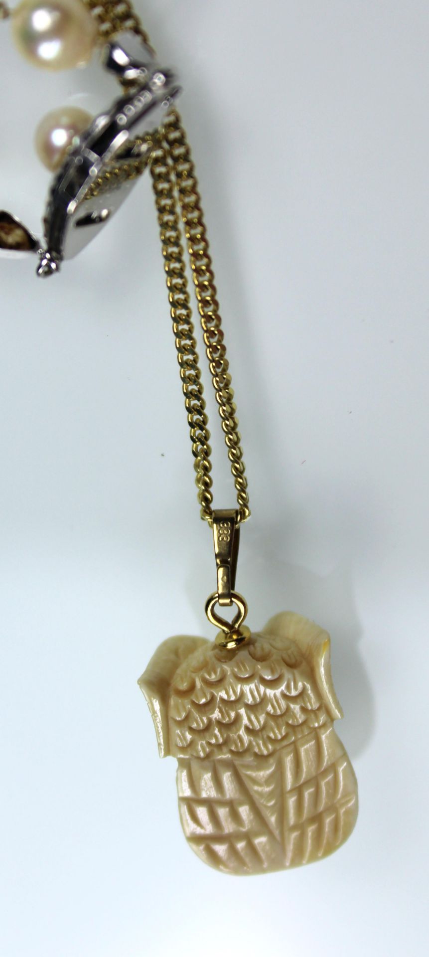 Gold 333. Perlenkette mit Goldschließe. 2 x Goldketten mit Anhängern.Bis 54 cm inklusive Anhänger - Bild 8 aus 10