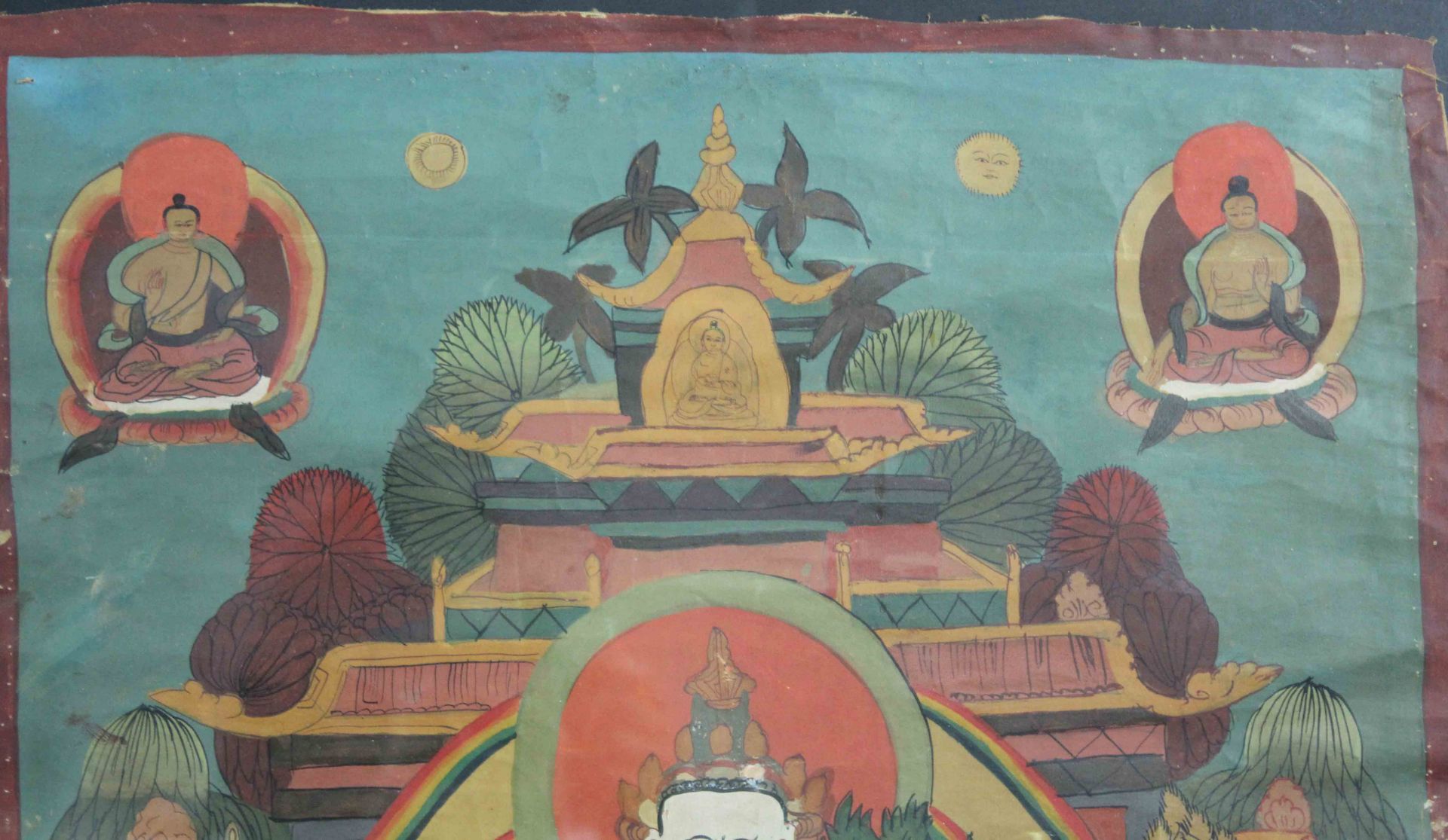 Zwei Thangka ''Weisse Tara auf Lotusblume'' und ''Grüne Tara''61 cm x 49 cm und 61 cm x 42 cm. - Image 13 of 13