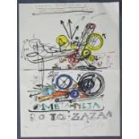 Jean TINGUELY (1925 - 1991). Meta Meta Roto Zaza, 1972.42 cm x 29,5 cm. Farboffset. Oben per Hand