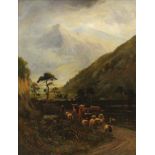 Horatio MCCULLOCH (1805 - 1867). Catlle in den Highlands.70 cm x 55 cm. Gemälde. Öl auf Leinwand.