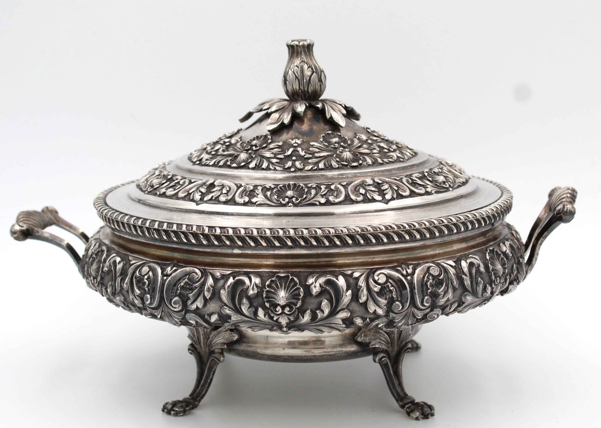 Terrine. Silber 925. 1652 Gramm.30 cm x 25 cm. Gepunzt ''STERLING 925 - 1000''.Tureen. Silver 925. - Bild 6 aus 12