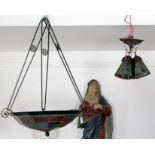 2 Deckenlampen im Orientalischem Stil. Bleiverglasung.Die Einflammige bis 70 cm x 50 cm. Die