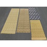 5 Obi Textilien Japan. Wohl alt, teils Seide, gewebt.Bis 205,5 cm x 65 cm.5 Obi Textiles Japan.