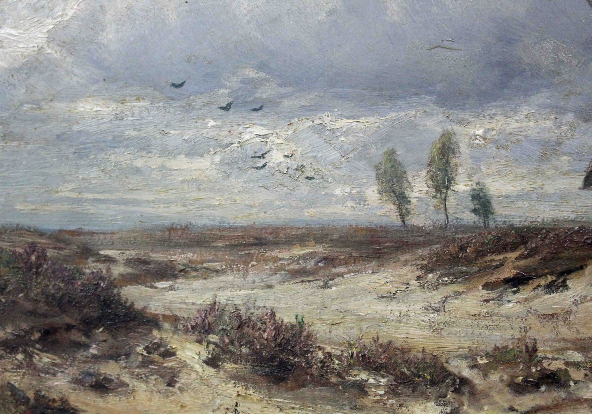 Haager Schule (XIX - XX). Polderlandschaft mit Windmühle.40 cm x 50 cm. Gemälde. Öl auf Platte. - Image 5 of 6