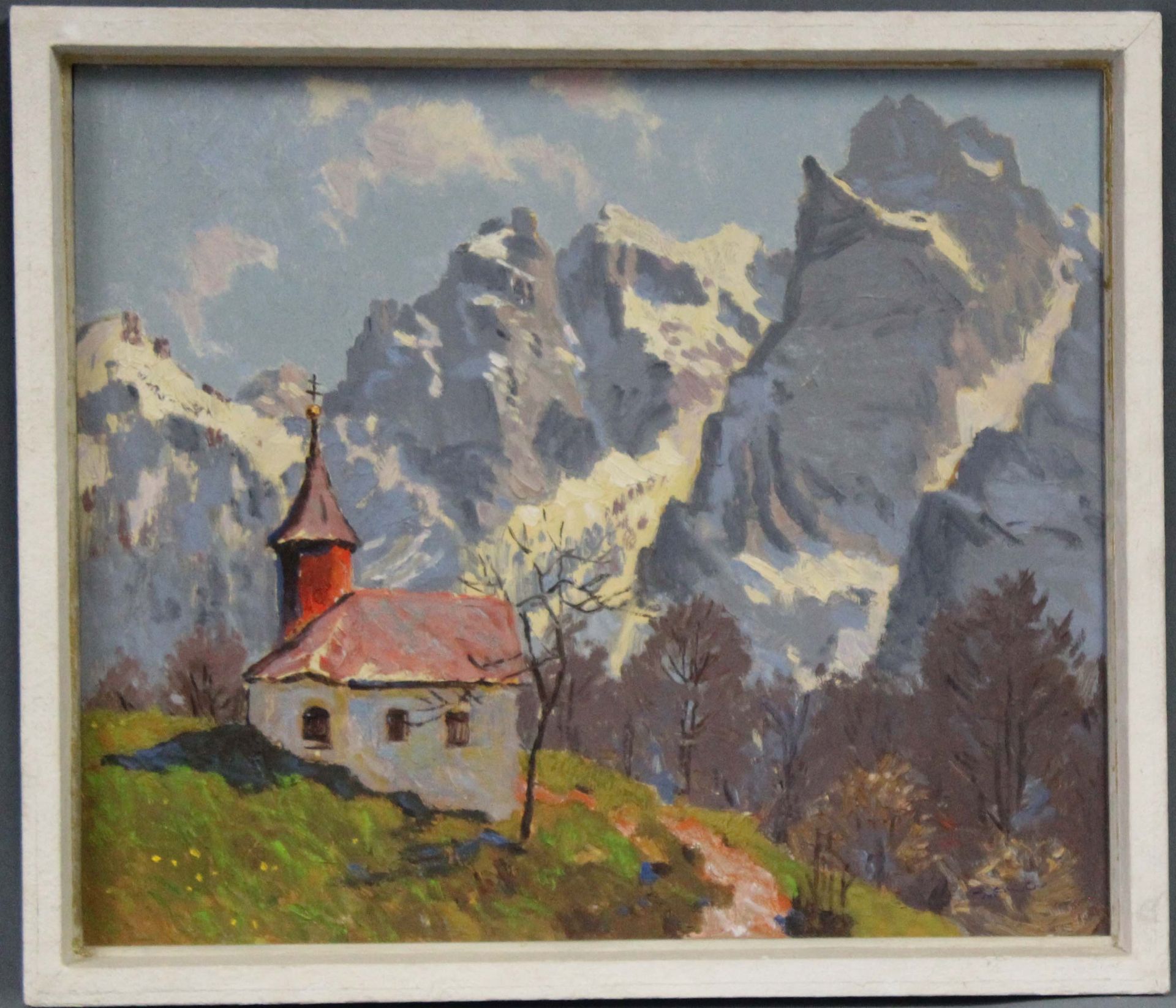 Josef MENG (1887-1974). "Antonius-Kapelle mit Wildem Kaiser."61,5 cm x 71,5 cm. Gemälde. Öl auf - Image 6 of 6