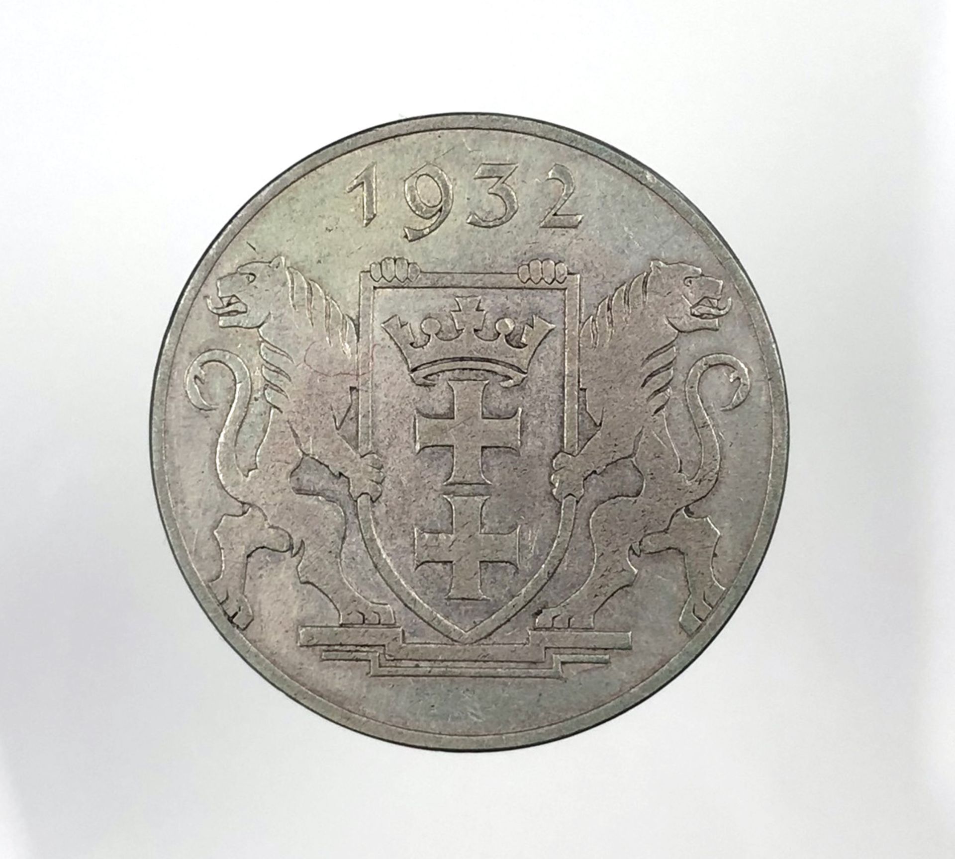 Danzig 5 Gulden 1932 (J. D19). Krahntor.15 Gramm.Danzig 5 Gulden 1932 (J. D19). Krahntor.15 Gramm.