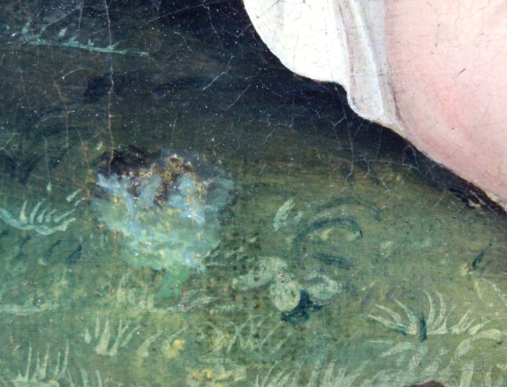 Schlafender Christus - Knabe.32 cm x 44 cm. Gemälde. Öl auf Leinwand. Wohl alt - Bild 9 aus 14