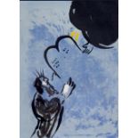 Marc CHAGALL (1887 - 1985). Moise reçoit les tables de la loi.35,4 cm x 26,3 cm. Farblithographie.