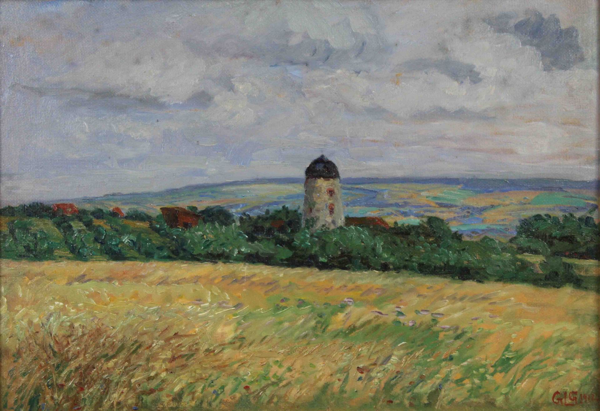 2 Gemälde, jeweils Öl auf Tafel. Landschaften.Georg GREVE-LINDAU (1876 - 1963). "Weimar August - Bild 4 aus 17