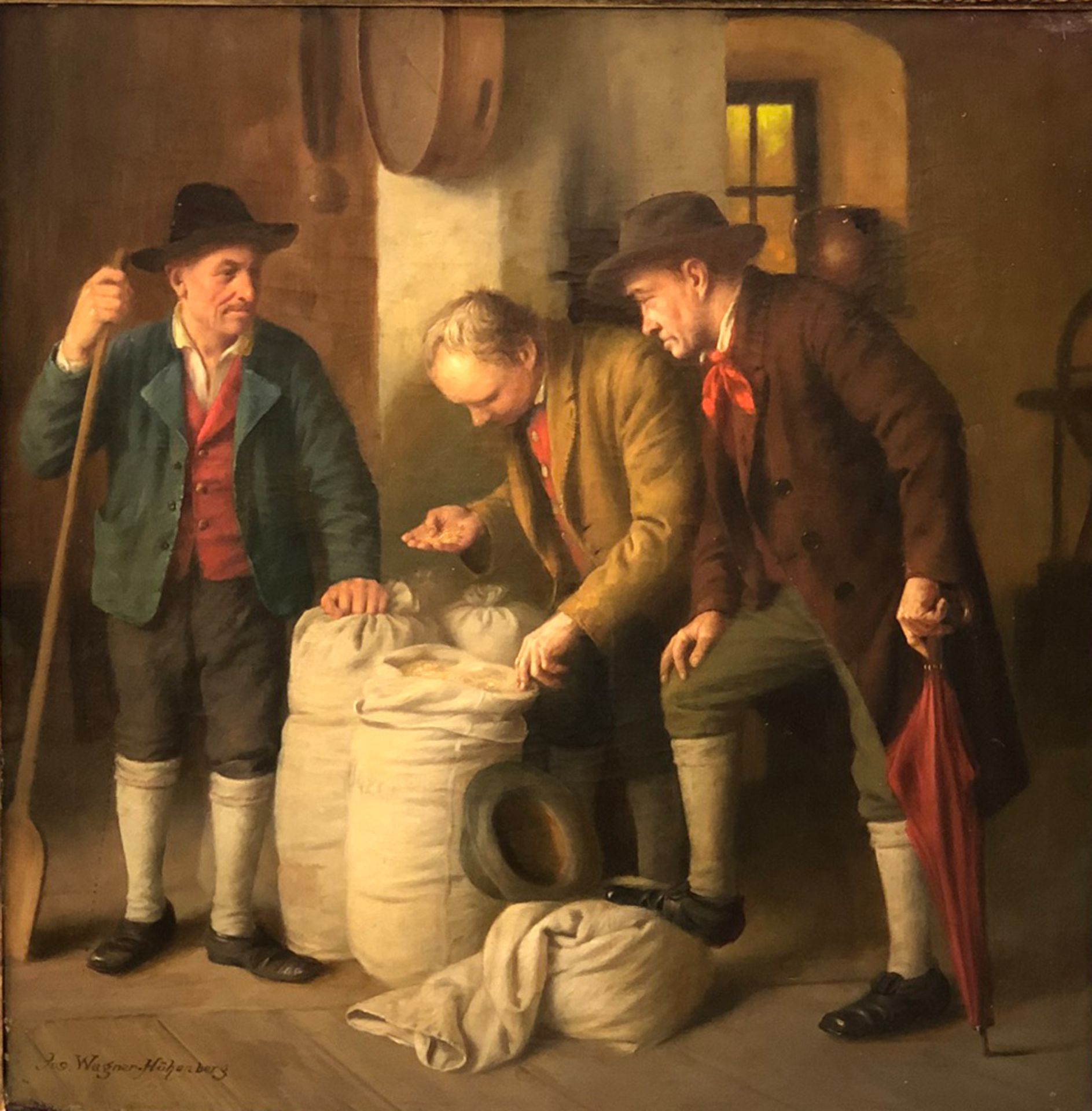 Josef WAGNER-HÖHENBERG (1870 - 1939). Getreidehändler.61 cm x 61 cm. Gemälde. Öl auf Leinwand. Links
