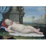 Schlafender Christus - Knabe.32 cm x 44 cm. Gemälde. Öl auf Leinwand. Wohl alt