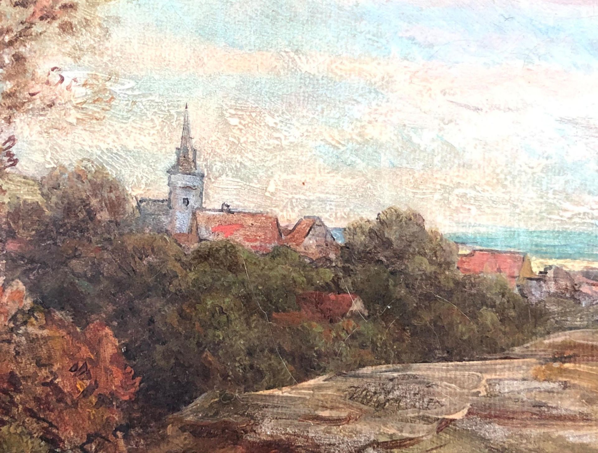 Anton BURGER (1824 - 1905). Dorf in einer sommerlichen Hügellandschaft. 1890.29,5 cm x 35,5 cm. - Image 3 of 7