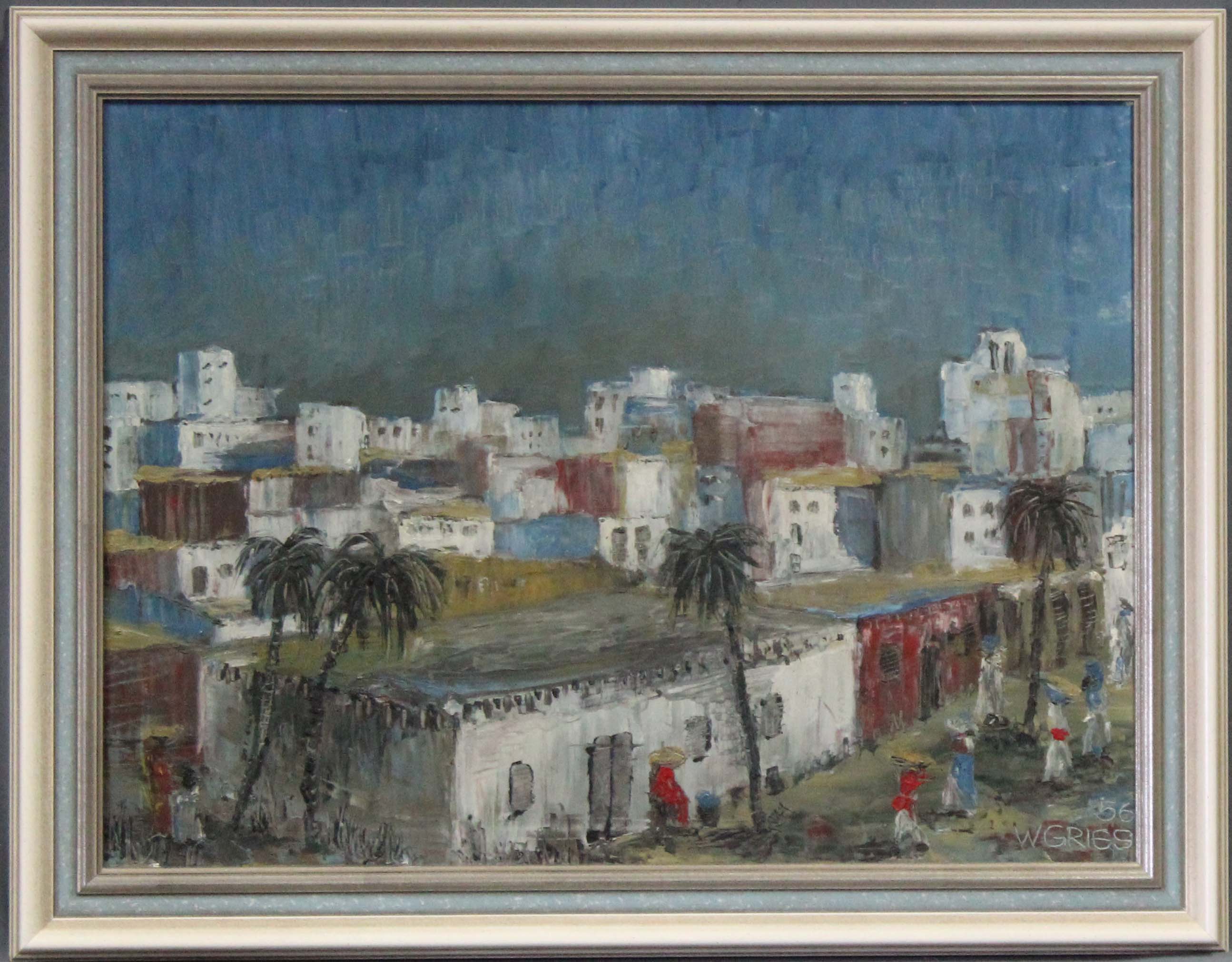 UNDEUTLICH SIGNIERT (XX). Orientalist. Nordafrikanische Stadt (19)56.60 cm x 80 cm. Gemälde. Öl - Image 7 of 7