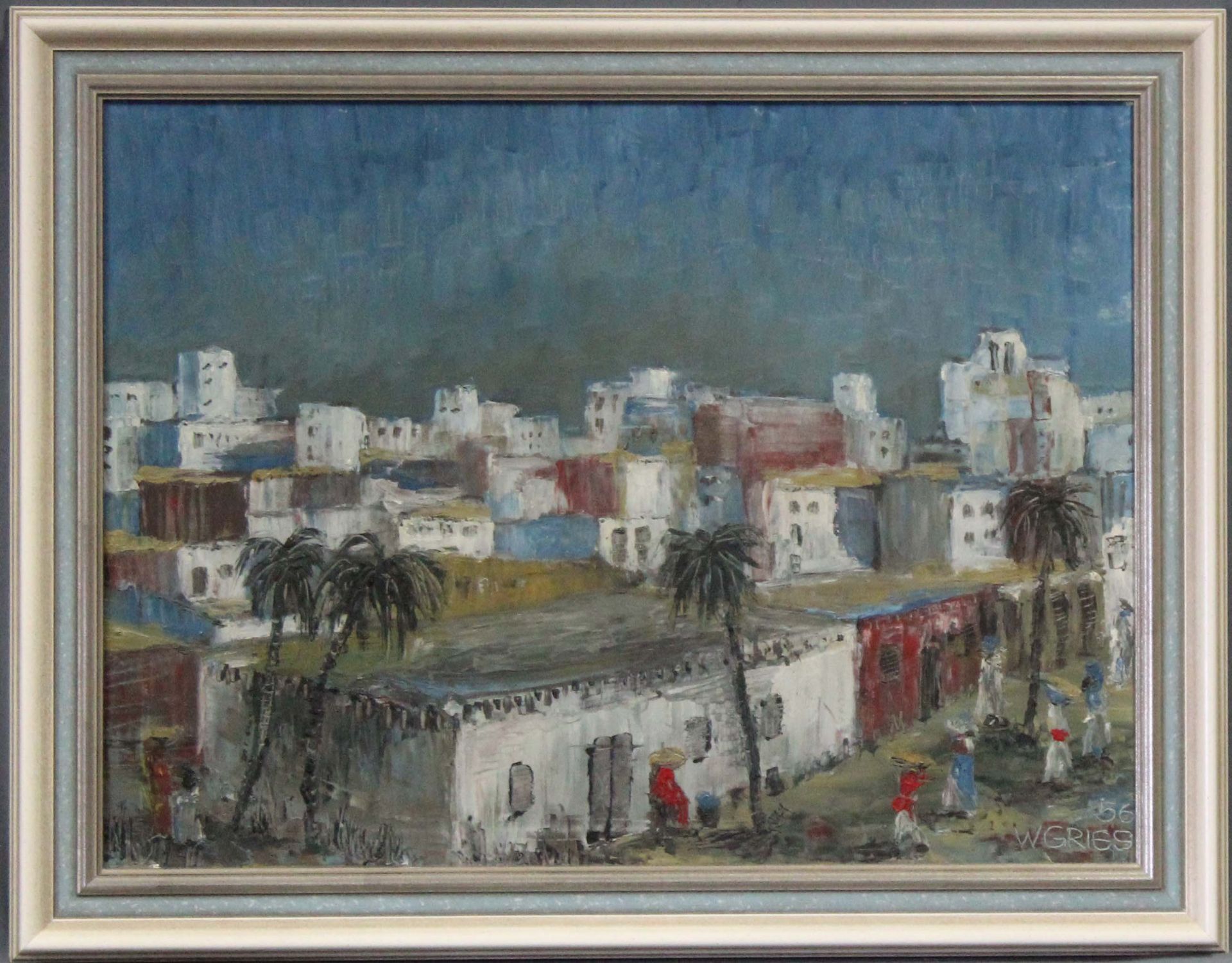 UNDEUTLICH SIGNIERT (XX). Orientalist. Nordafrikanische Stadt (19)56.60 cm x 80 cm. Gemälde. Öl - Image 7 of 7