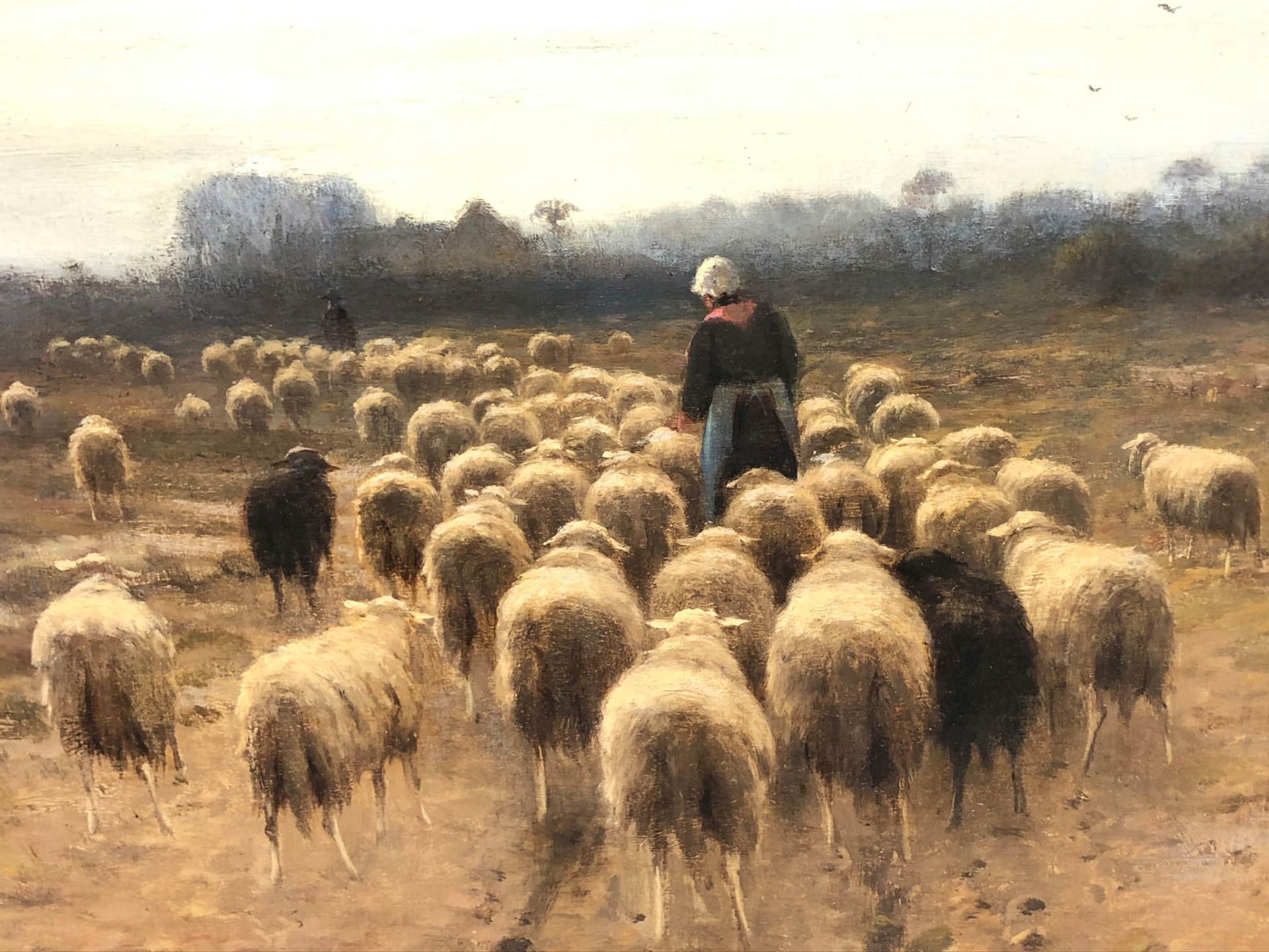 Cornelis I WESTERBEEK (1844 - 1903). Heimkehr der Schafsherde. 1899.60 cm x 100 cm. Gemälde. Öl - Bild 3 aus 8