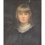 UNDEUTLICH SIGNIERT (XIX). Mädchen. Portrait. 1857.54 cm x 47 cm. Gemälde. Öl auf Leinwand. Links