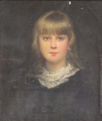 UNDEUTLICH SIGNIERT (XIX). Mädchen. Portrait. 1857.54 cm x 47 cm. Gemälde. Öl auf Leinwand. Links