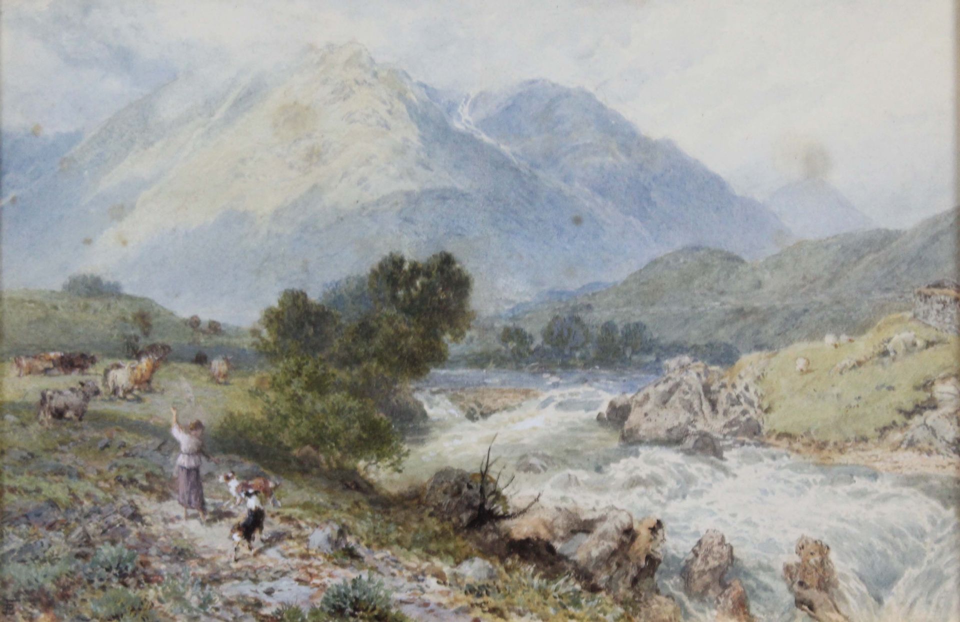 Myles Birket FOSTER (1825 - 1899). Highland stream.17 cm x 26 cm im Ausschnitt. Gemälde.