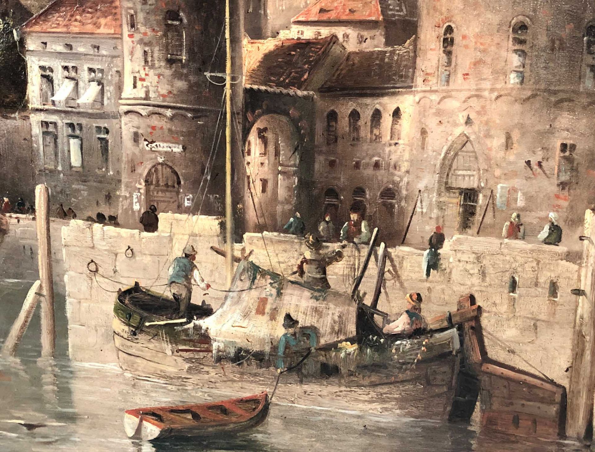 August VON SIEGEN (1850 -?). Hafenstadt.97 cm x 142 cm. Gemälde. Öl auf Leinwand. Unten Rechts - Image 6 of 12