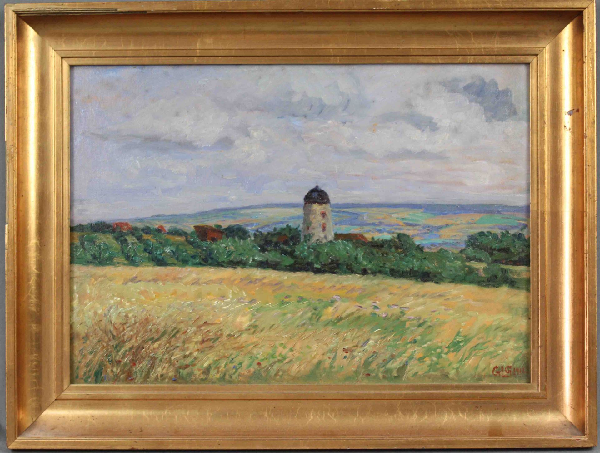 2 Gemälde, jeweils Öl auf Tafel. Landschaften.Georg GREVE-LINDAU (1876 - 1963). "Weimar August - Bild 3 aus 17