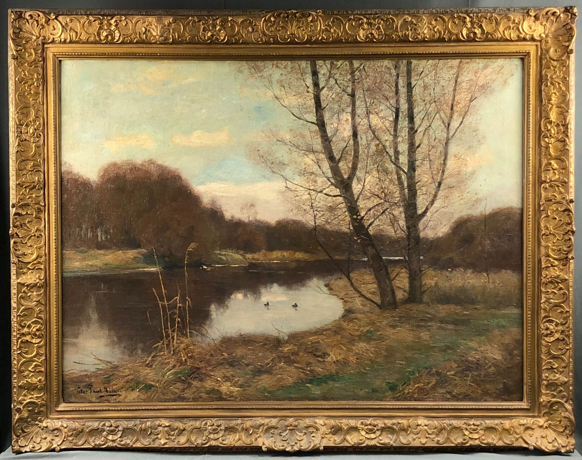 Peter Paul MÜLLER (1853 - 1930). Herbstliche Flusslandschaft.88 cm x 118,5 cm. Gemälde. Öl auf - Image 7 of 7