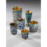 6 Cloisonne Becher,