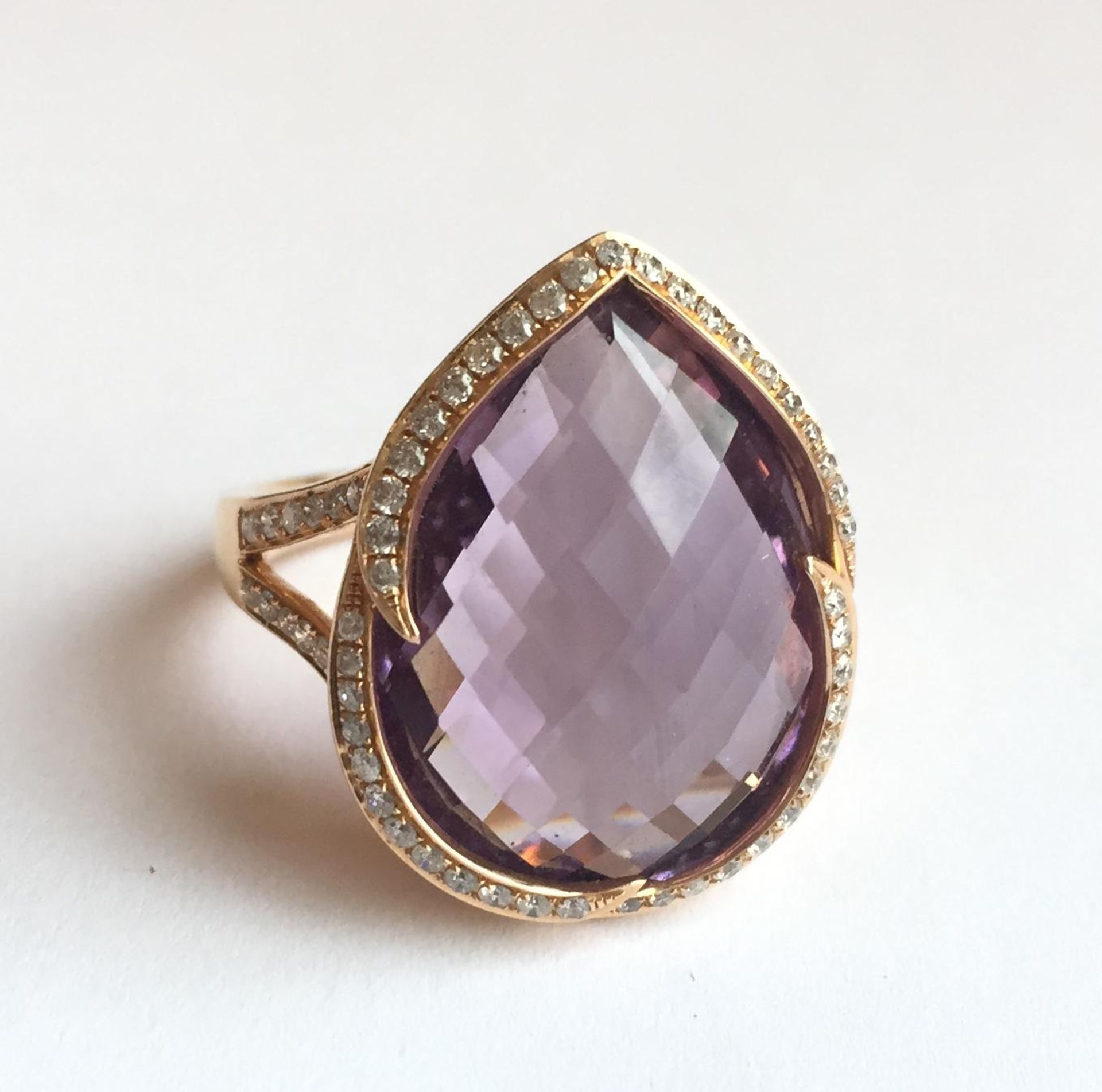 Amethyst- und Brillantring, - Bild 3 aus 4