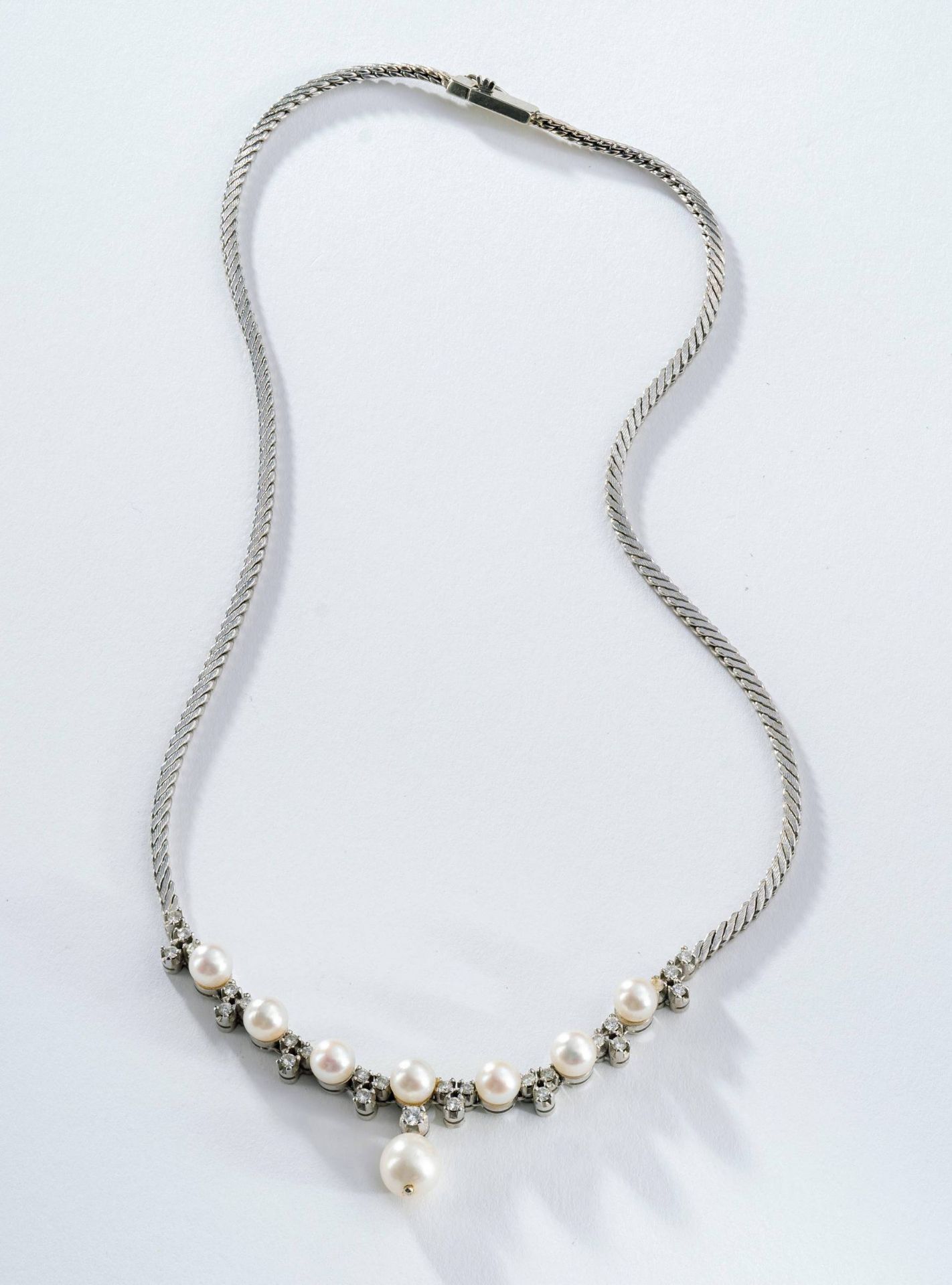 Perlencollier mit Diamanten,