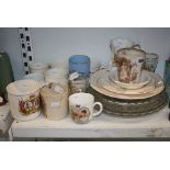 A collection of various pottery and porcelain Royal commemorative ware including mugs, drinking