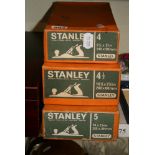 Three boxed Stanley planes (4, 4.5, 5) [s 75] FOR DETAILS OF ONLINE BIDDING ON THIS LOT CONTACT