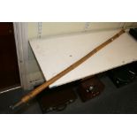 A heavy long 19th century walking cane, with plain gold pommel, 50.5 in [C] FOR DETAILS OF ONLINE