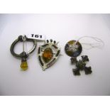 Four Victorian silver Scottish agate brooches. FOR DETAILS OF ONLINE BIDDING ON THIS LOT CONTACT