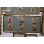 A set of 15 Indian gouache on mica pictures of trades people (contained in three frames). FOR