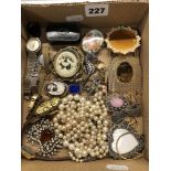 A collection of costume jewellery, mainly vintage, including a Beau sterling seahorse brooch,