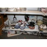 A large mixed lot of tea services, tableware and ornaments, including ruby glass, an art pottery