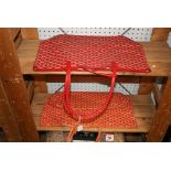 Two Egoyard tote bags in red and orange [upstairs wooden shelves] FOR DETAILS OF ONLINE BIDDING ON