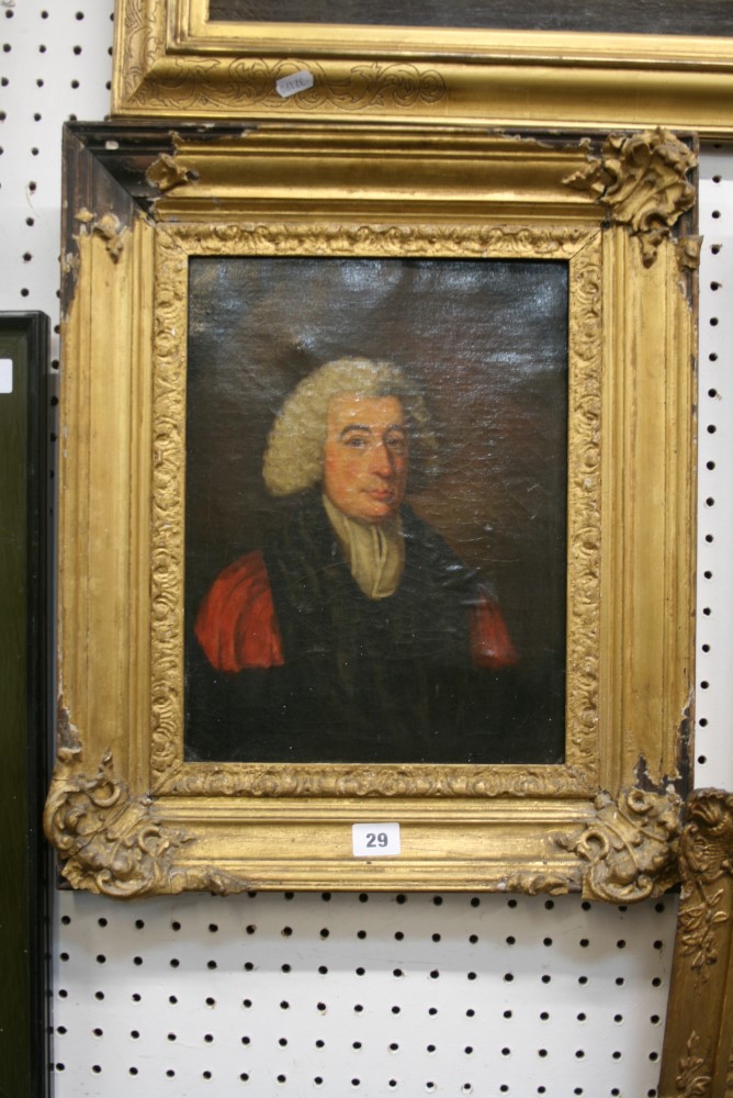 An early 19th century oils on canvas portrait of the Revd George Bellasis (1730-1802), rector of