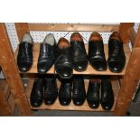 Six pairs of gents' black leather shoes including Moreschi [upstairs wooden shelves] FOR DETAILS