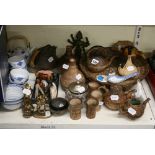 A good lot of collectables, comprising an antique bronze Indian deity, a stuffed and mounted piranha