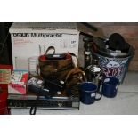 A miscellaneous selection of items, including ice pails, a champagne bucket, a Braun multipractice