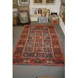 A modern Turkish flat weave rug woven with compartments of stylised flowers and birds, mainly in