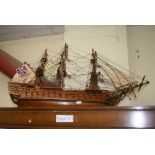 A scratch-built wooden model of 'HMS Victory', fully rigged and with furled canvas [S 83] FOR