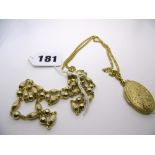 A 9 ct gold necklet and a 9 ct gold locket and chain, estimated gross weight 30.8 gm FOR DETAILS