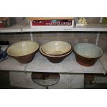Four old large glazed terracotta circular basins [G22] FOR DETAILS OF ONLINE BIDDING ON THIS LOT