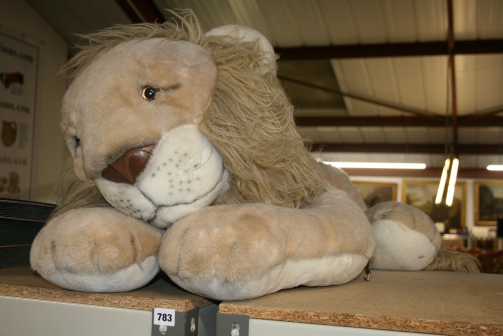 A large Merrythought cuddly stuffed lion [upstairs shelves] FOR DETAILS OF ONLINE BIDDING ON THIS