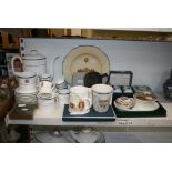 A small selection of various ceramics, etc., including a Wedgwood bone china House of Parliament