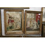 A pair of rare 18th century silkwork pictures depicting the story of Tippoo Saib's two sons and Lord